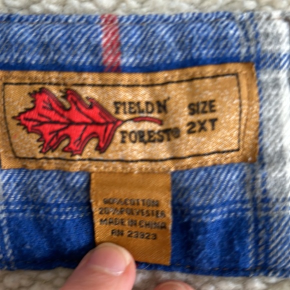 Field & Forest blue gray red plaid sherpa lined insulated snap flannel jacket - Picture 10 of 16